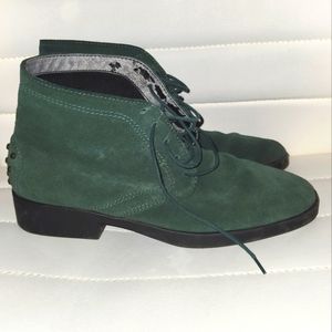 Vintage Green Suede Square Toe Boots Talbots 8.5 Studded Grungy 90s